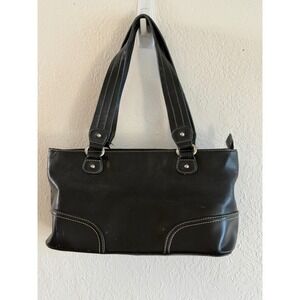 Simply Butler by Jen Groover Black Faux Leather Organized Shoulder Bag Tote